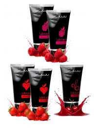 Набор из 5 съедобных лубрикантов JUJU (клубника х 2, малина х 2, вишня) - JuJu - купить с доставкой в Ангарске