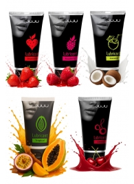 Набор из 5 съедобных лубрикантов JUJU (клубника, малина, тропические фрукты, вишня, кокос) - JuJu - купить с доставкой в Ангарске