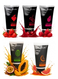 Набор из 5 съедобных лубрикантов JUJU (клубника, малина, тропические фрукты, вишня, грейпфрут) - JuJu - купить с доставкой в Ангарске