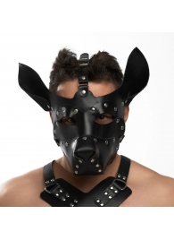 Черная кожаная маска «Собака» - Crazy Handmade - купить с доставкой в Ангарске