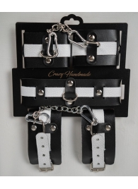 Набор фиксаторов из черной и белой натуральной кожи - Crazy Handmade - купить с доставкой в Ангарске