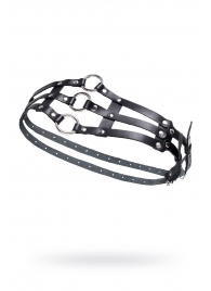 Черный кожаный пояс с кольцами - Pecado - купить с доставкой в Ангарске