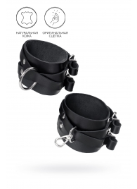 Черные кожаные оковы с двумя перекрёстными ремешками - Pecado - купить с доставкой в Ангарске