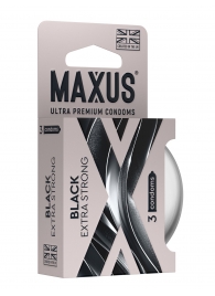 Черные утолщенные презервативы MAXUS Extra Strong с железным кейсом - 3 шт. - Maxus - купить с доставкой в Ангарске