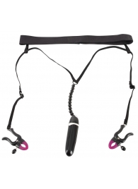 Женские вибростринги с зажимами для половых губ Spreader String with Vibrator - Orion - купить с доставкой в Ангарске