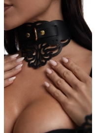 Фигурный чокер с узорами и золотистой фурнитурой - Crazy Handmade - купить с доставкой в Ангарске