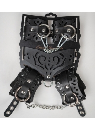 Черный ажурный кожаный набор фиксаций - Crazy Handmade - купить с доставкой в Ангарске