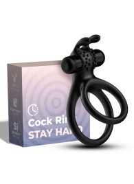 Черное эрекционное виброкольцо с подхватом мошонки Stay Hard - Boys of Toys - в Ангарске купить с доставкой