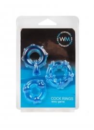 Набор из 3 синих эрекционных колец с различным рельефом - Erowoman-Eroman - в Ангарске купить с доставкой