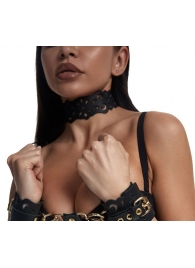 Черный ажурный чокер с золотистой фурнитурой - Crazy Handmade - купить с доставкой в Ангарске