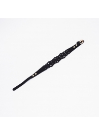 Черный ажурный чокер с золотистой фурнитурой - Crazy Handmade - купить с доставкой в Ангарске