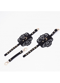 Черный фигурные оковы с золотистой фурнитурой - Crazy Handmade - купить с доставкой в Ангарске