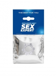 Прозрачное эрекционное кольцо с шариками и шипами - Sex Expert - в Ангарске купить с доставкой