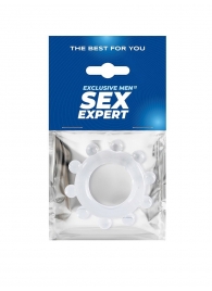Прозрачное эрекционное кольцо со стимулирующими шариками - Sex Expert - в Ангарске купить с доставкой