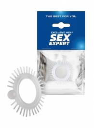 Эластичное эрекционное кольцо с шипиками и шариком - Sex Expert - в Ангарске купить с доставкой