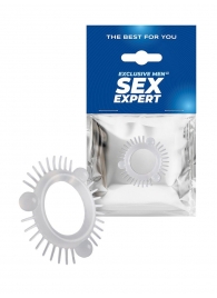 Эластичное эрекционное кольцо с 3 шариками и шипами - Sex Expert - в Ангарске купить с доставкой