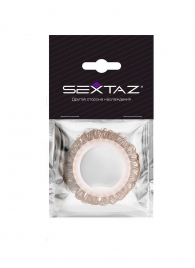 Эрекционное кольцо с бежевыми «ресничками» - Sextaz - в Ангарске купить с доставкой