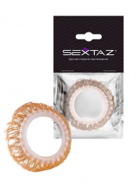 Эрекционное кольцо с бежевыми «ресничками» - Sextaz - в Ангарске купить с доставкой
