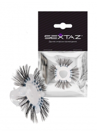 Эластичное эрекционное кольцо с черными «ресничками» - Sextaz - в Ангарске купить с доставкой
