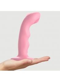 Розовая насадка-стимулятор Strap-On-Me Tapping Dildo Wave - Strap-on-me - купить с доставкой в Ангарске