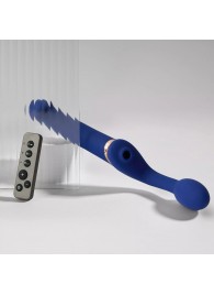 Синий безремневой страпон Multi Orgasm Bendable Strap-On size XL с клиторальной стимуляцией - Strap-on-me - купить с доставкой в Ангарске