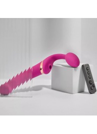 Ярко-розовый безремневой страпон Multi Orgasm Bendable Strap-On size L с клиторальной стимуляцией - Strap-on-me - купить с доставкой в Ангарске