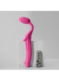 Ярко-розовый безремневой страпон Strap-on-me Vibrating Bendable Strap-On size XL - Strap-on-me - купить с доставкой в Ангарске