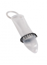 Закрытая насадка на пенис с подхватом мошонки и стимулирующими «ресничками» - Sextaz - в Ангарске купить с доставкой