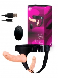 Женский страпон с 2 насадками, вибрацией и пультом ДУ - Erowoman-Eroman - купить с доставкой в Ангарске