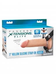 Телесный пустотелый фаллопротез 5’’ Hollow Silicone Strap-On - 14 см. - Pipedream - купить с доставкой в Ангарске