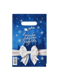 Сине-белый подарочный новогодний пакет с вырубной ручкой (20х30 см) - Сима-Ленд - купить с доставкой в Ангарске