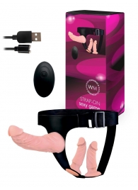 Женский страпон с 3 насадками и вибрацией - Erowoman-Eroman - купить с доставкой в Ангарске