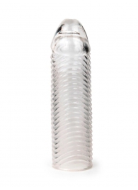 Прозрачная закрытая насадка на пенис с ребрышками - 16 см. - Sex Expert - в Ангарске купить с доставкой