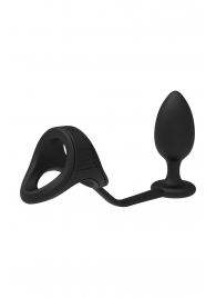 Черное эрекционное кольцо с анальной пробкой Cockstrap With Anal Plug - Dream Toys - в Ангарске купить с доставкой