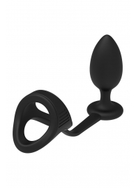 Черное эрекционное кольцо с анальной пробкой Cockstrap With Anal Plug - Dream Toys - в Ангарске купить с доставкой