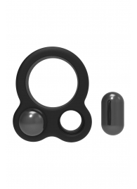 Черное эрекционное кольцо с утяжелителями Cockring Dual Weight - Dream Toys - в Ангарске купить с доставкой