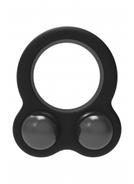 Черное эрекционное кольцо с утяжелителями Cockring Dual Weight - Dream Toys - в Ангарске купить с доставкой