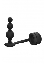 Черное эрекционное кольцо с анальной елочкой Cockring With Beaded Anal Plug - Dream Toys - в Ангарске купить с доставкой