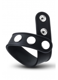 Черное эрекционное кольцо на кнопках - Blush Novelties - в Ангарске купить с доставкой