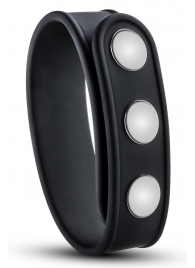 Черное эрекционное кольцо на кнопках - Blush Novelties - в Ангарске купить с доставкой