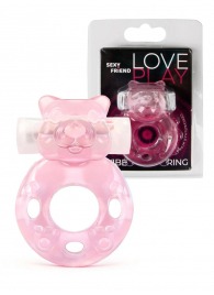 Розовое эрекционное виброкольцо в форме мишки - 1137 - в Ангарске купить с доставкой