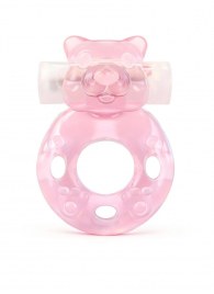 Розовое эрекционное виброкольцо в форме мишки - 1137 - в Ангарске купить с доставкой