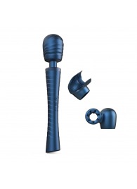 Синий вибромассажёр с насадками Man.wand Edgy - Manwan - в Ангарске купить с доставкой