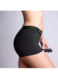 Черные трусики-боксеры для фиксации насадок Strap-on-me Harness Lingerie Allure - size XL - Strap-on-me - купить с доставкой в Ангарске