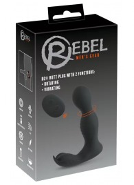 Черная анальная пробка с вибрацией, вращением и пультом ДУ RC Butt Plug with 2 Functions - Orion - в Ангарске купить с доставкой