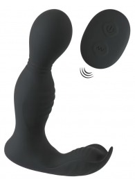 Черная анальная пробка с вибрацией, вращением и пультом ДУ RC Butt Plug with 2 Functions - Orion - в Ангарске купить с доставкой