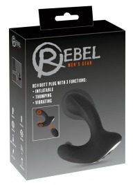 Черная анальная вибропробка с функцией расширения RC Butt Plug with 3 functions - Orion - в Ангарске купить с доставкой