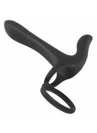 Черная насадка на член с вибрацией Couple’s Vibrator - Orion - в Ангарске купить с доставкой