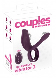 Фиолетовая насадка на член с клиторальным отростком и пультом ДУ RC Couple’s Vibrator 2 - Orion - в Ангарске купить с доставкой