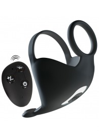 Черная вибронасадка для эрекции и стимуляции мошонки Cock ring with RC ball massager - Orion - в Ангарске купить с доставкой